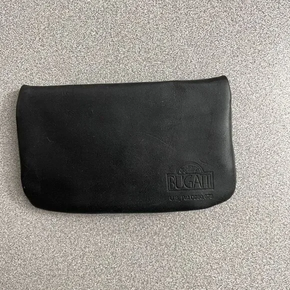 Bugatti Black Leather Wallet Mens Zip Change Pouch Money Clip Spare Pocket